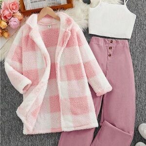 SHEIN Pink and White Kids Matching Set